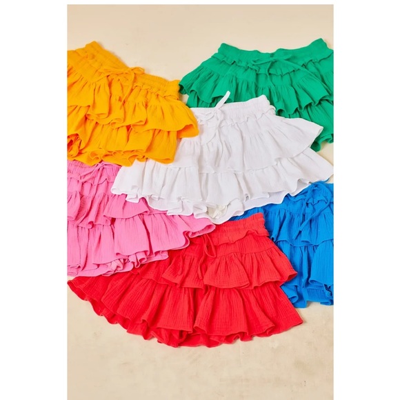 GREEN - DAY + MOON-FLOUNCE TIERED MINI GAUZE SKORT - Picture 4 of 11